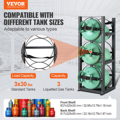 CTR330 - Sturdy 3-Tank Steel Rack for 30 lb. Refrigerant Cylinders