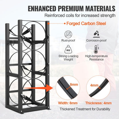CTR330 - Sturdy 3-Tank Steel Rack for 30 lb. Refrigerant Cylinders