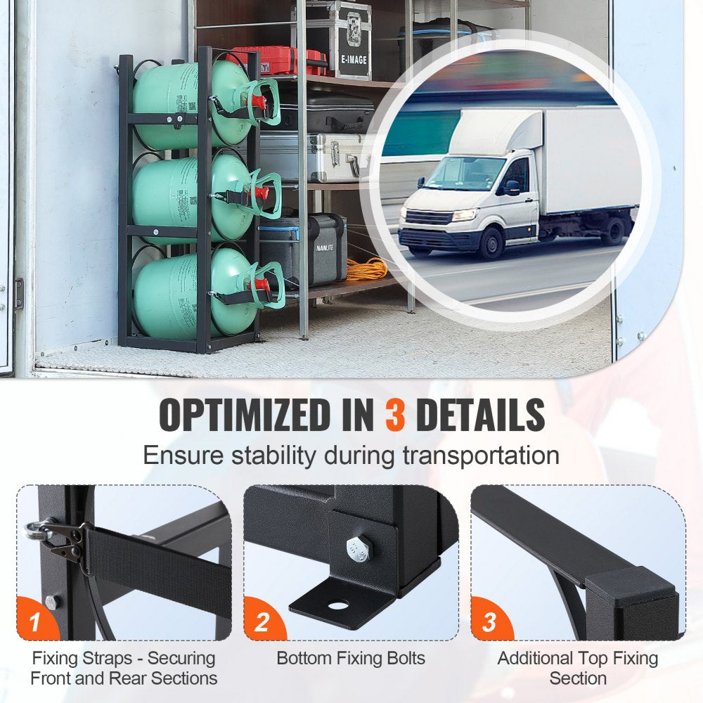 CTR330 - Sturdy 3-Tank Steel Rack for 30 lb. Refrigerant Cylinders