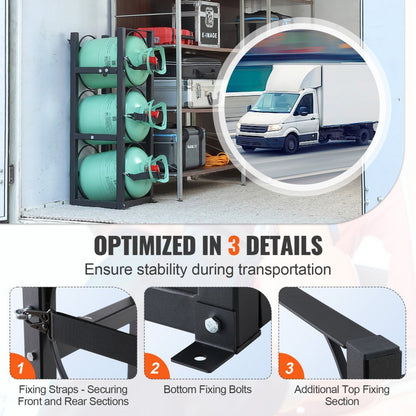 CTR330 - Sturdy 3-Tank Steel Rack for 30 lb. Refrigerant Cylinders