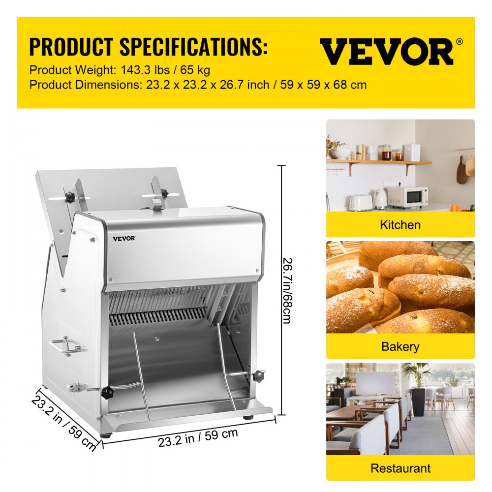 YB-31 - Electric Bread Slicer for 31 Pieces, 12mm Thickness, Stainless Steel