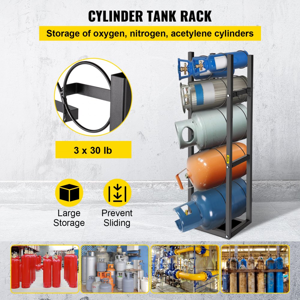 010787356479 - 46" Steel Refrigerant Tank Rack for 3 Cylinders