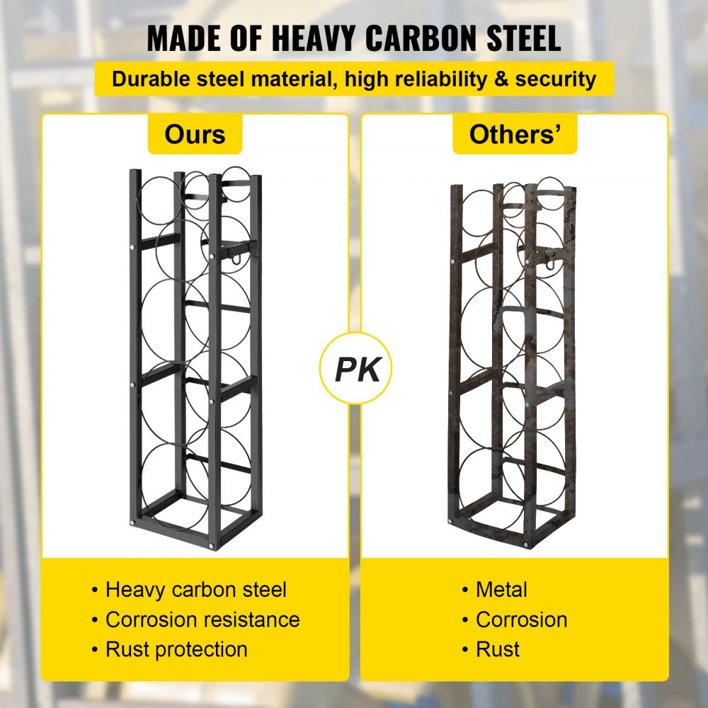 010787356479 - 46" Steel Refrigerant Tank Rack for 3 Cylinders