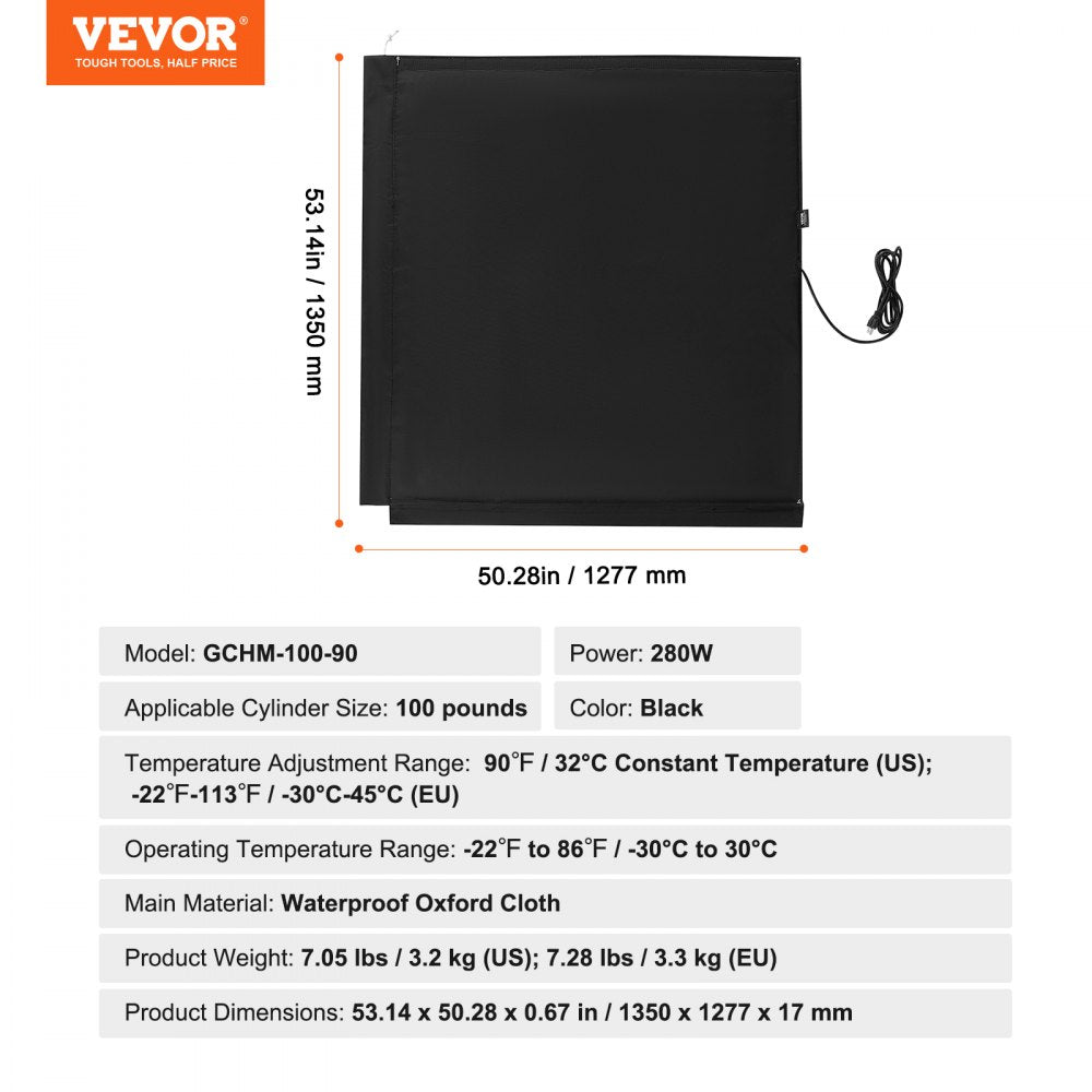 GCHM-100-90 - 100 lbs Gas Cylinder Heating Blanket for Efficient Insulation
