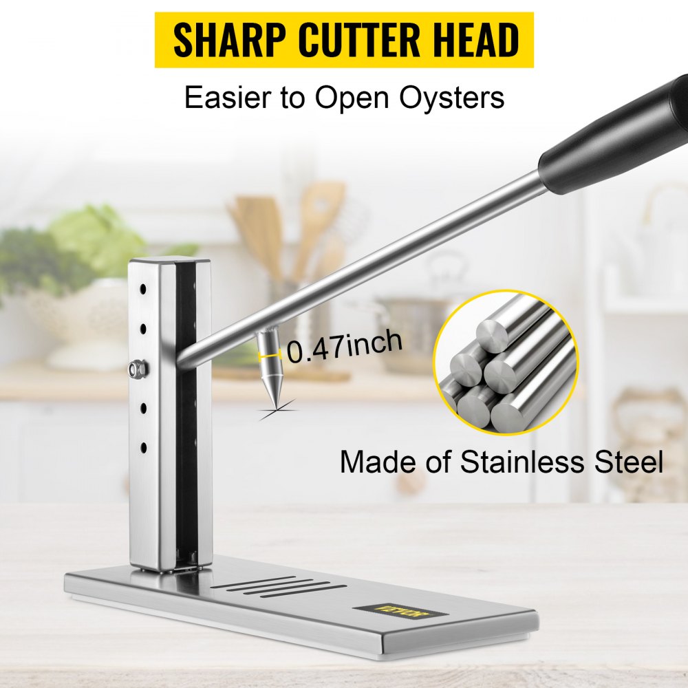 VV-OS-KTJ-19 - Stainless Steel Oyster Shucker with Adjustable Height and Ergonomic Handle
