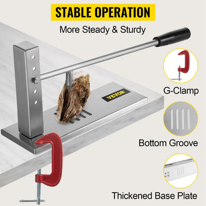 VV-OS-KTJ-19 - Stainless Steel Oyster Shucker with Adjustable Height and Ergonomic Handle