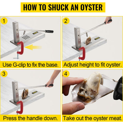 VV-OS-KTJ-19 - Stainless Steel Oyster Shucker with Adjustable Height and Ergonomic Handle
