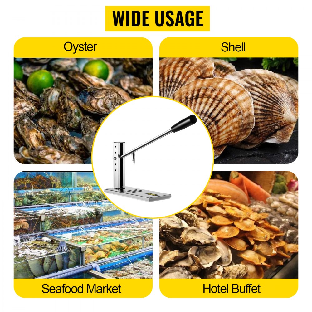 VV-OS-KTJ-19 - Stainless Steel Oyster Shucker with Adjustable Height and Ergonomic Handle