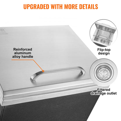 FG-SKU1 - 40 Quart Stainless Steel Drop-In Cooler for Outdoor Kitchens