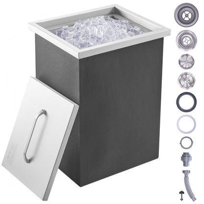 FG-SKU6 - 14"x12"x18" Stainless Steel Drop-in Ice Cooler for Outdoor Use