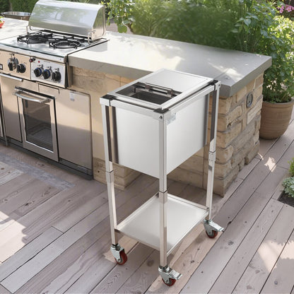 ICB-SR181214 - Stainless Steel Rolling Ice Chest Cooler Cart with 24+ Hour Insulation