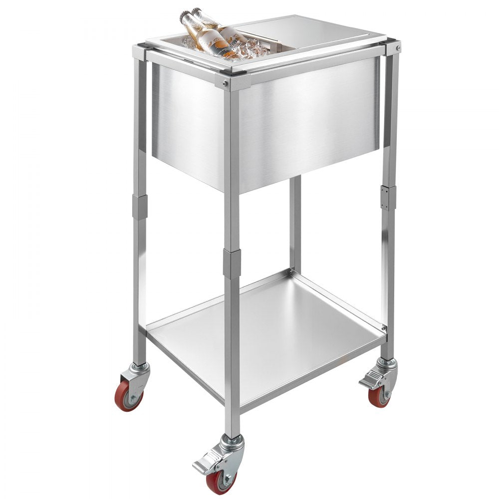 ICB-SR181214 - Stainless Steel Rolling Ice Chest Cooler Cart with 24+ Hour Insulation
