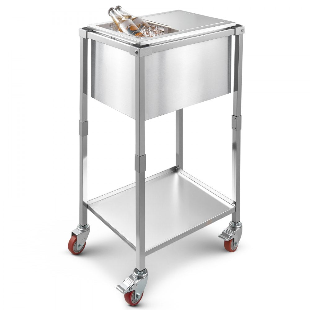 ICB-SR181214 - Stainless Steel Rolling Ice Chest Cooler Cart with 24+ Hour Insulation