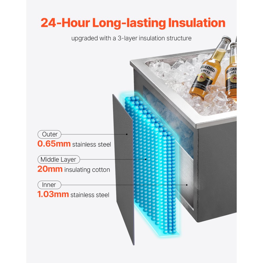 ICB-W282017 - Large Stainless Steel Ice Chest with 24-Hour Insulation