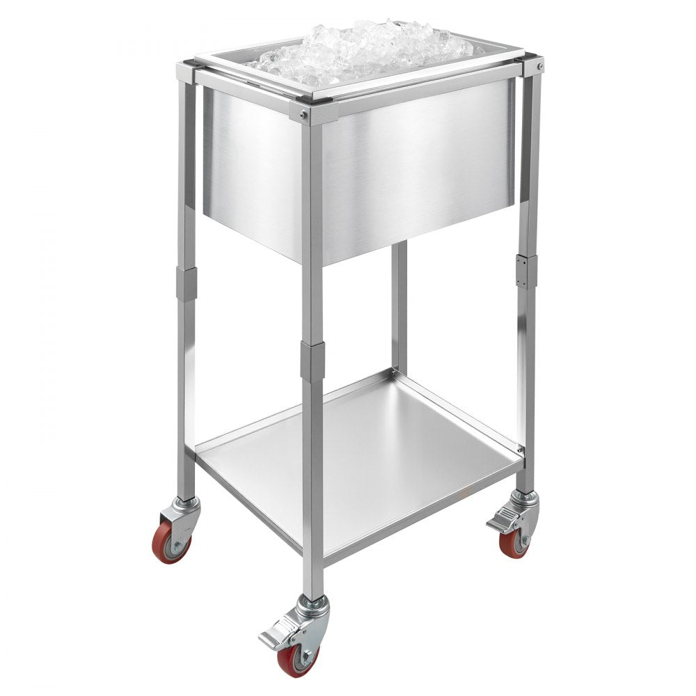 ICB-FR201412 - Large Stainless Steel Rolling Ice Chest Cooler with 24hr Insulation