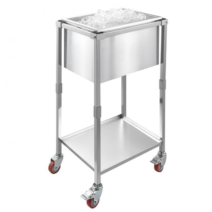 ICB-FR201412 - Large Stainless Steel Rolling Ice Chest Cooler with 24hr Insulation