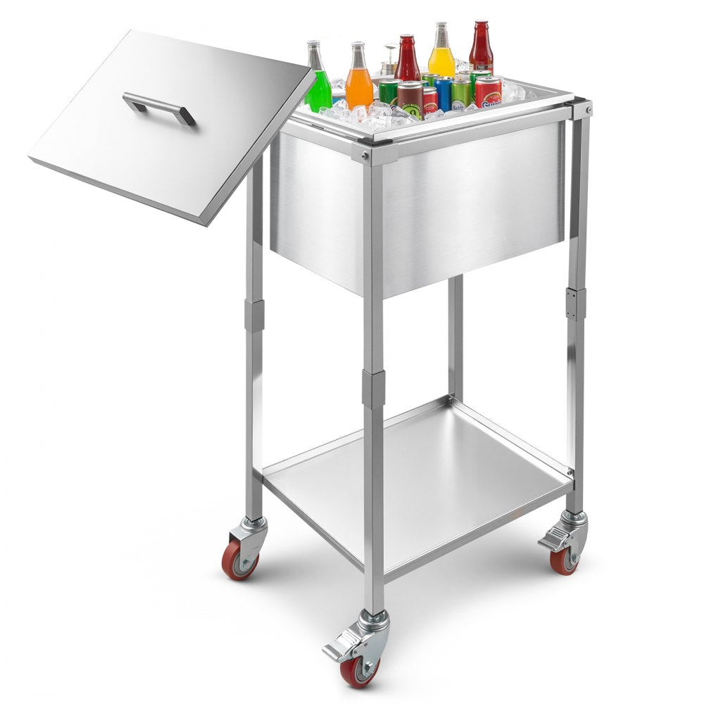 ICB-FR201412 - Large Stainless Steel Rolling Ice Chest Cooler with 24hr Insulation