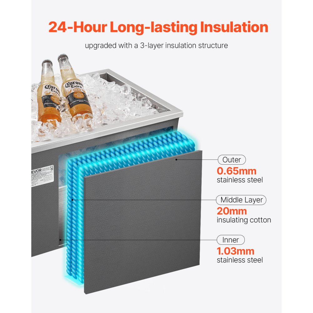 ICB-F201412 - Large Stainless Steel Ice Bin for 24-Hour Insulation