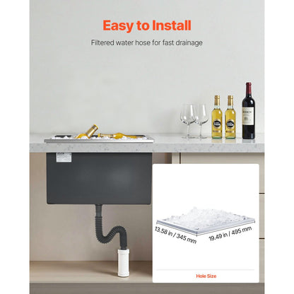 ICB-F201412 - Large Stainless Steel Ice Bin for 24-Hour Insulation