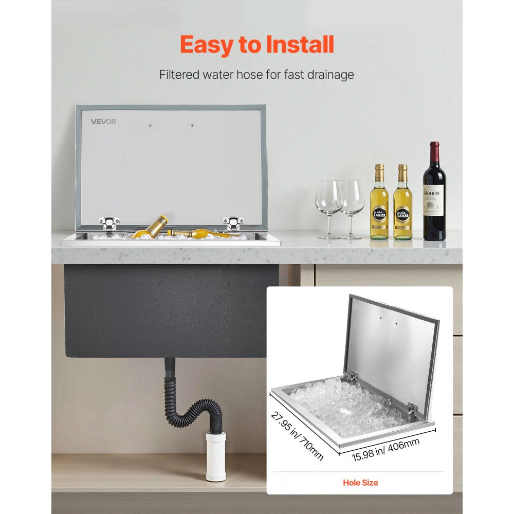 ICB-W281617 - Large Stainless Steel Ice Bin for 24+ Hours Insulation