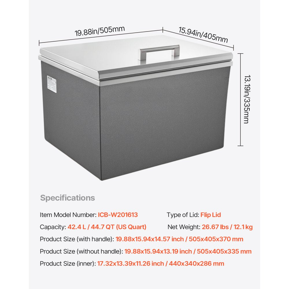 ICB-W201613 - Large Stainless Steel Ice Bin with 24-Hour Insulation