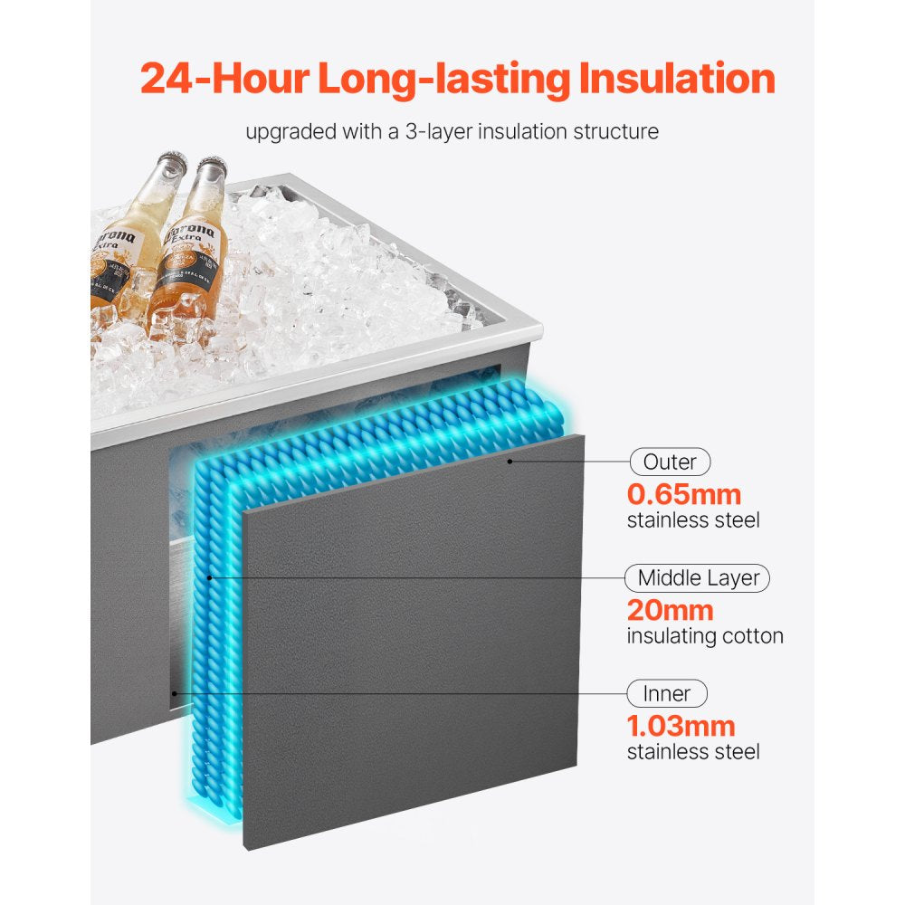 ICB-F221712 - 22"x17" Stainless Steel Ice Bin with 24-Hour Insulation