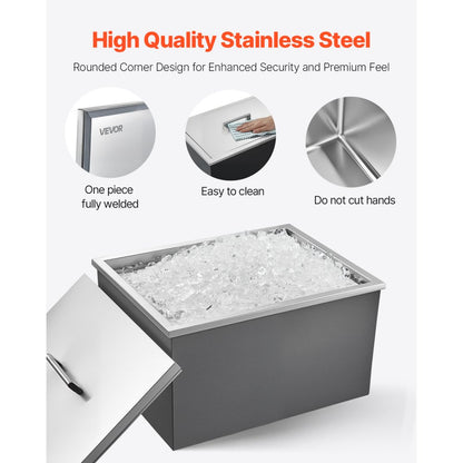 ICB-F221712 - 22"x17" Stainless Steel Ice Bin with 24-Hour Insulation