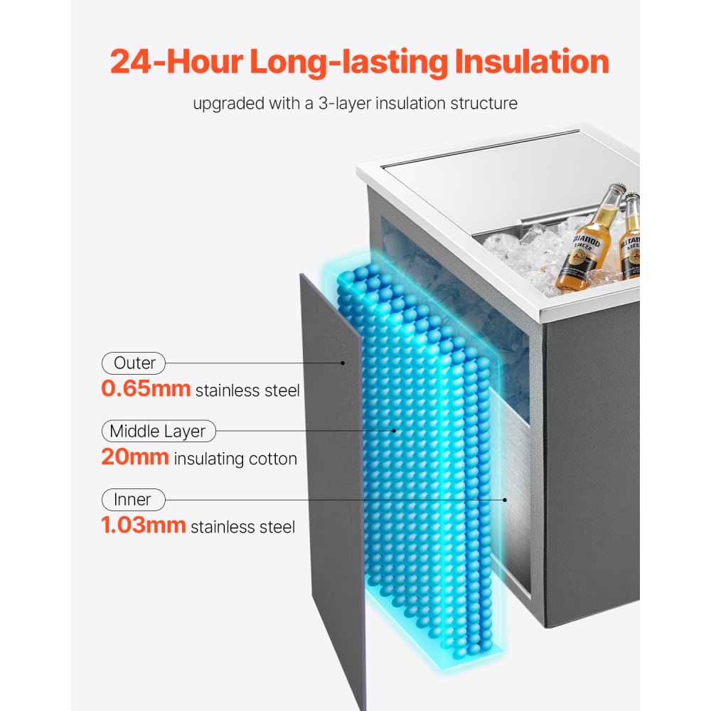 ICB-S181214 - Large Stainless Steel Ice Chest with 24-Hour Insulation