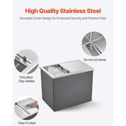 ICB-S181214 - Large Stainless Steel Ice Chest with 24-Hour Insulation