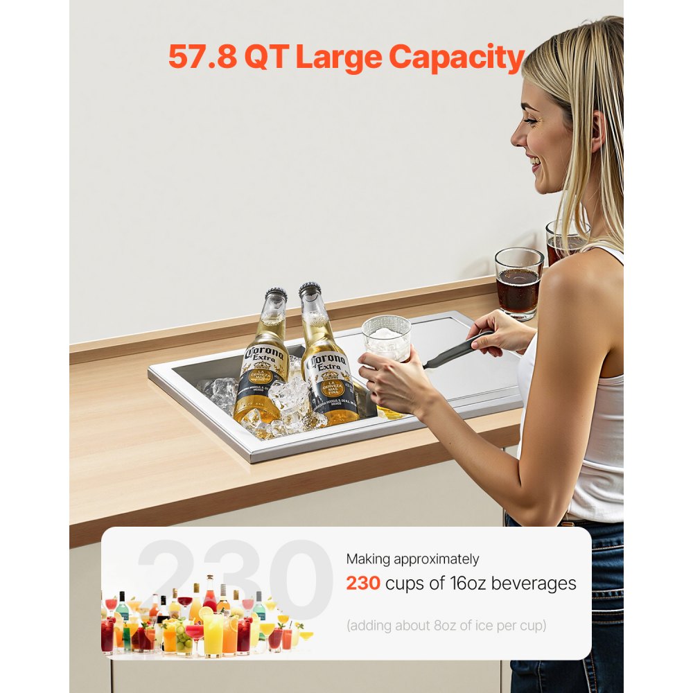 ICB-S241813 - 57.8QT Stainless Steel Ice Bin with 24-Hour Insulation