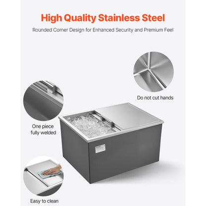 ICB-S241813 - 57.8QT Stainless Steel Ice Bin with 24-Hour Insulation