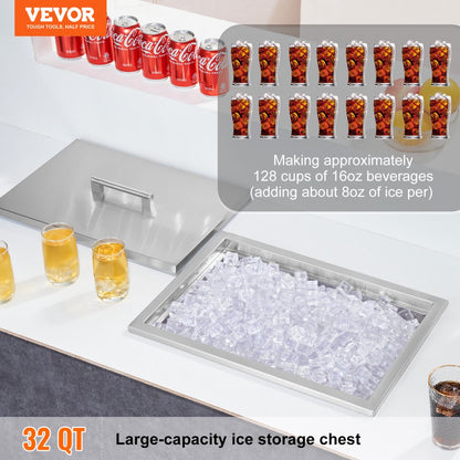 ICB-F201412 - Durable Stainless Steel Ice Bin with 12-Hour Insulation