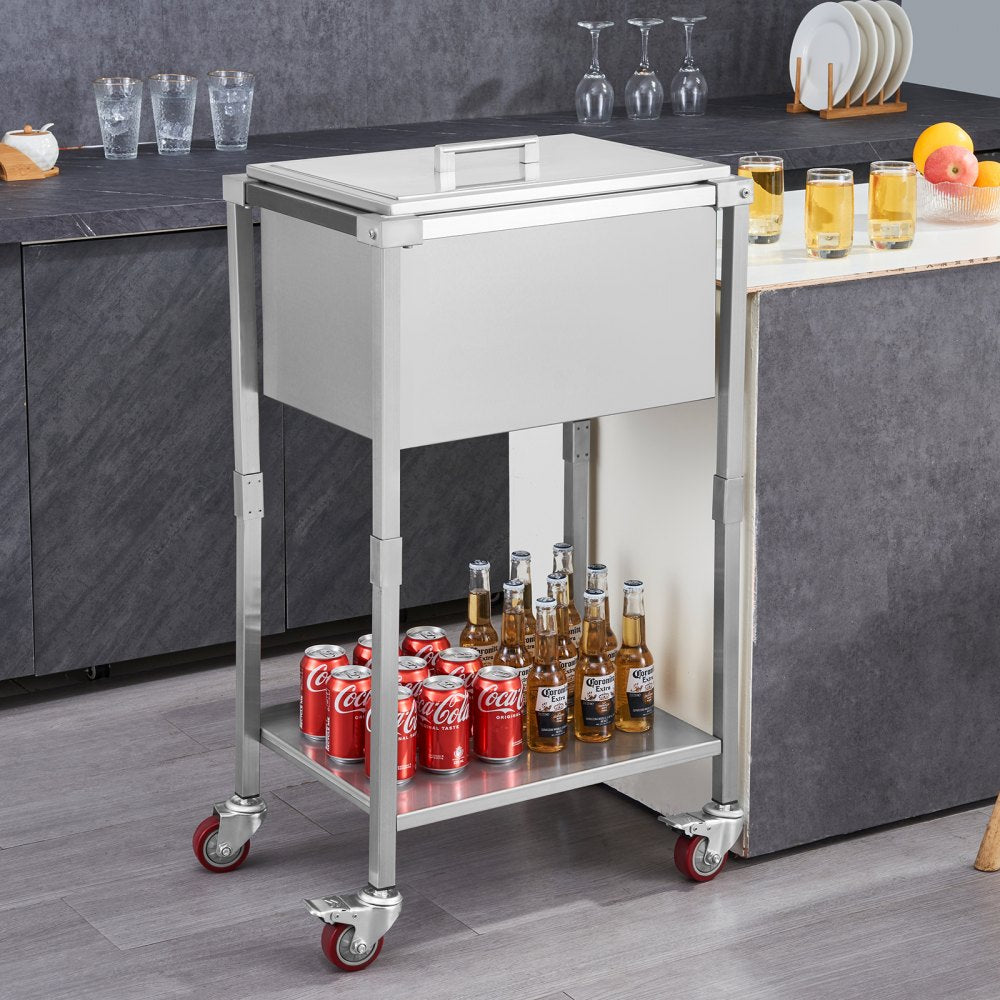 ICB-FR201412 - Stainless Steel Rolling Ice Chest with 12-hour Insulation