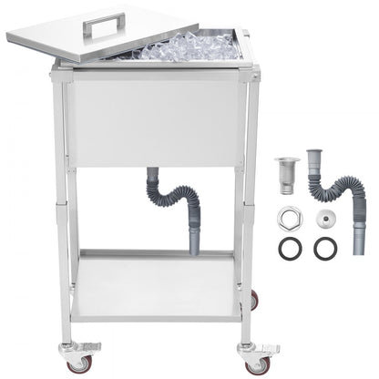 ICB-FR201412 - Stainless Steel Rolling Ice Chest with 12-hour Insulation