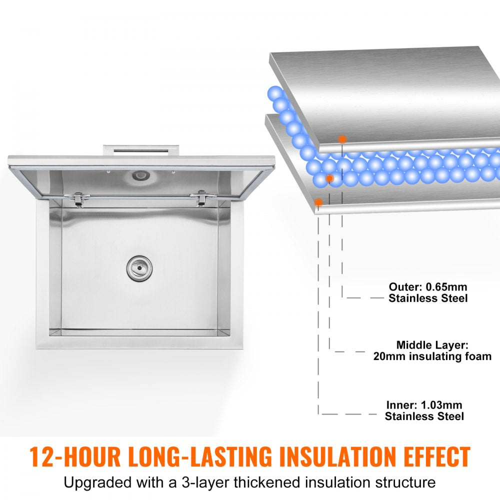 ICB-W201613 - Large Stainless Steel Ice Bin with 12-Hour Insulation