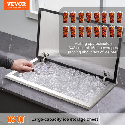 FG-SKU3 - 24"L Stainless Steel Drop-In Ice Bin for Outdoor Kitchens