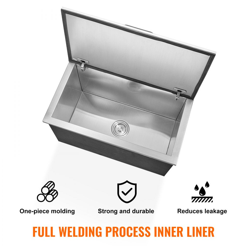 FG-SKU3 - 24"L Stainless Steel Drop-In Ice Bin for Outdoor Kitchens