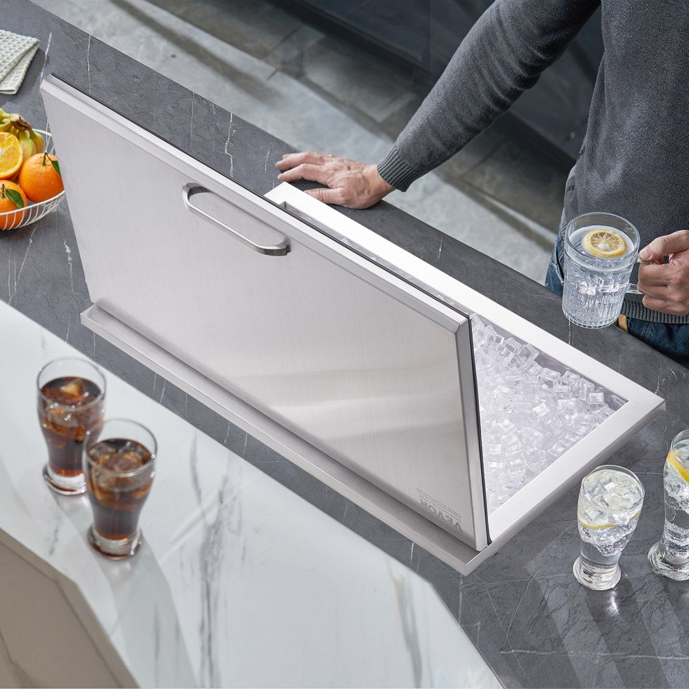 FG-SKU3 - 24"L Stainless Steel Drop-In Ice Bin for Outdoor Kitchens