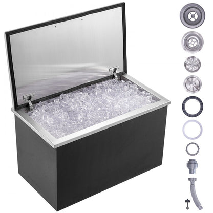 FG-SKU3 - 24"L Stainless Steel Drop-In Ice Bin for Outdoor Kitchens