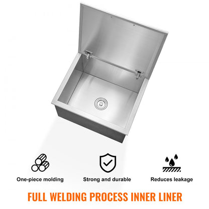 FG-SKU4 - 40qt Stainless Steel Drop-In Ice Cooler for Outdoor Use