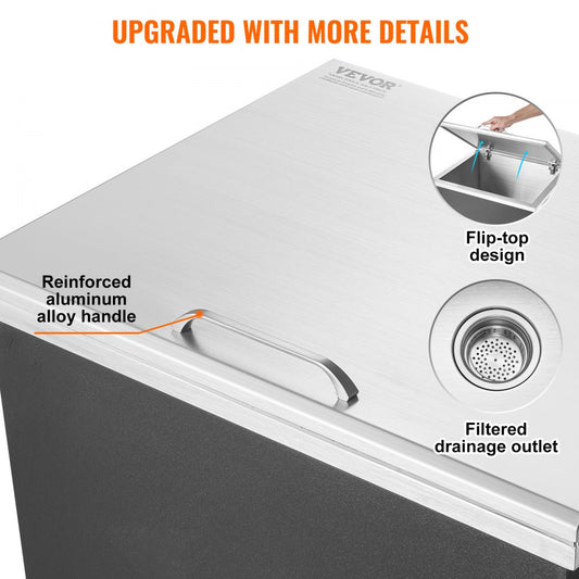 FG-SKU4 - 40qt Stainless Steel Drop-In Ice Cooler for Outdoor Use