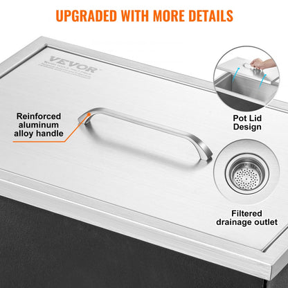 FG-SKU7 - 20"x14"x12" Stainless Steel Drop-in Ice Cooler for Outdoor Use