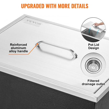 FG-SKU8 - 22"L Stainless Steel Drop-In Ice Chest with Superior Insulation