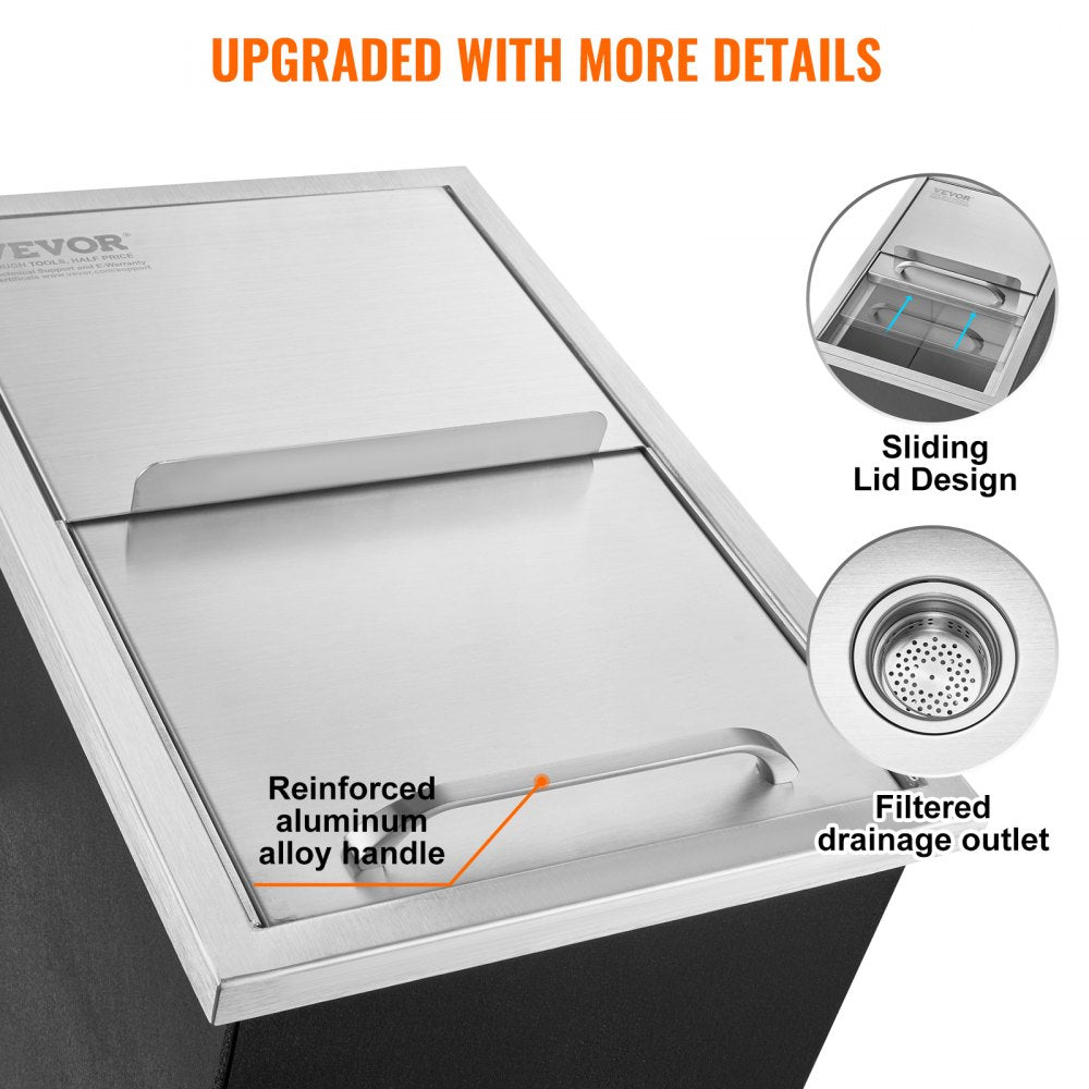 FG-SKU10 - 28QT Stainless Steel Outdoor Ice Chest with Sliding Cover