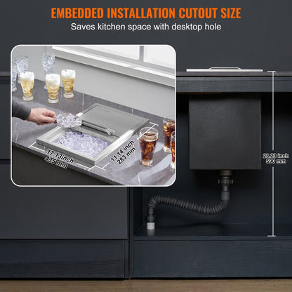 FG-SKU10 - 28QT Stainless Steel Outdoor Ice Chest with Sliding Cover