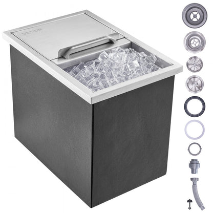 FG-SKU10 - 28QT Stainless Steel Outdoor Ice Chest with Sliding Cover