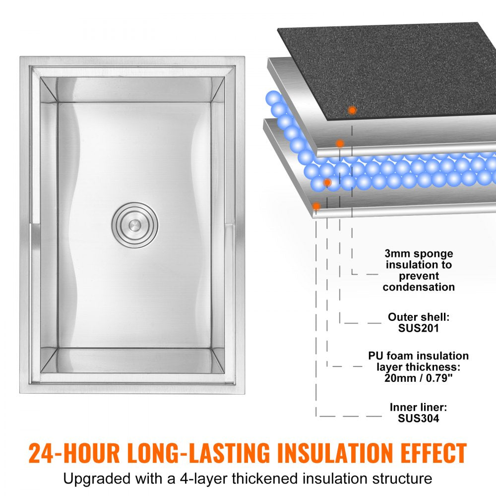 FG-SKU13 - 27"L Stainless Steel Ice Chest for Outdoor Kitchens