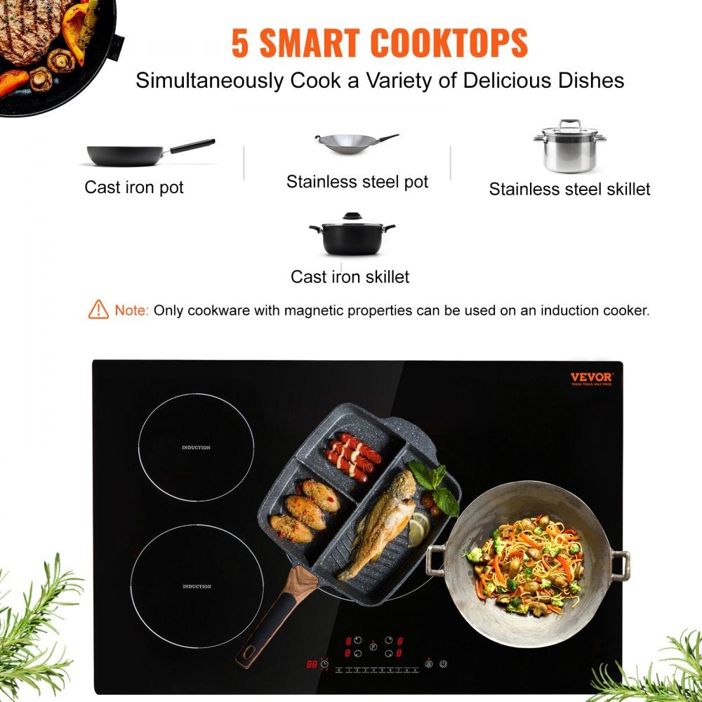 LI4-65 - 30'' VEVOR 4-Burner Induction Cooktop with 7500W Power