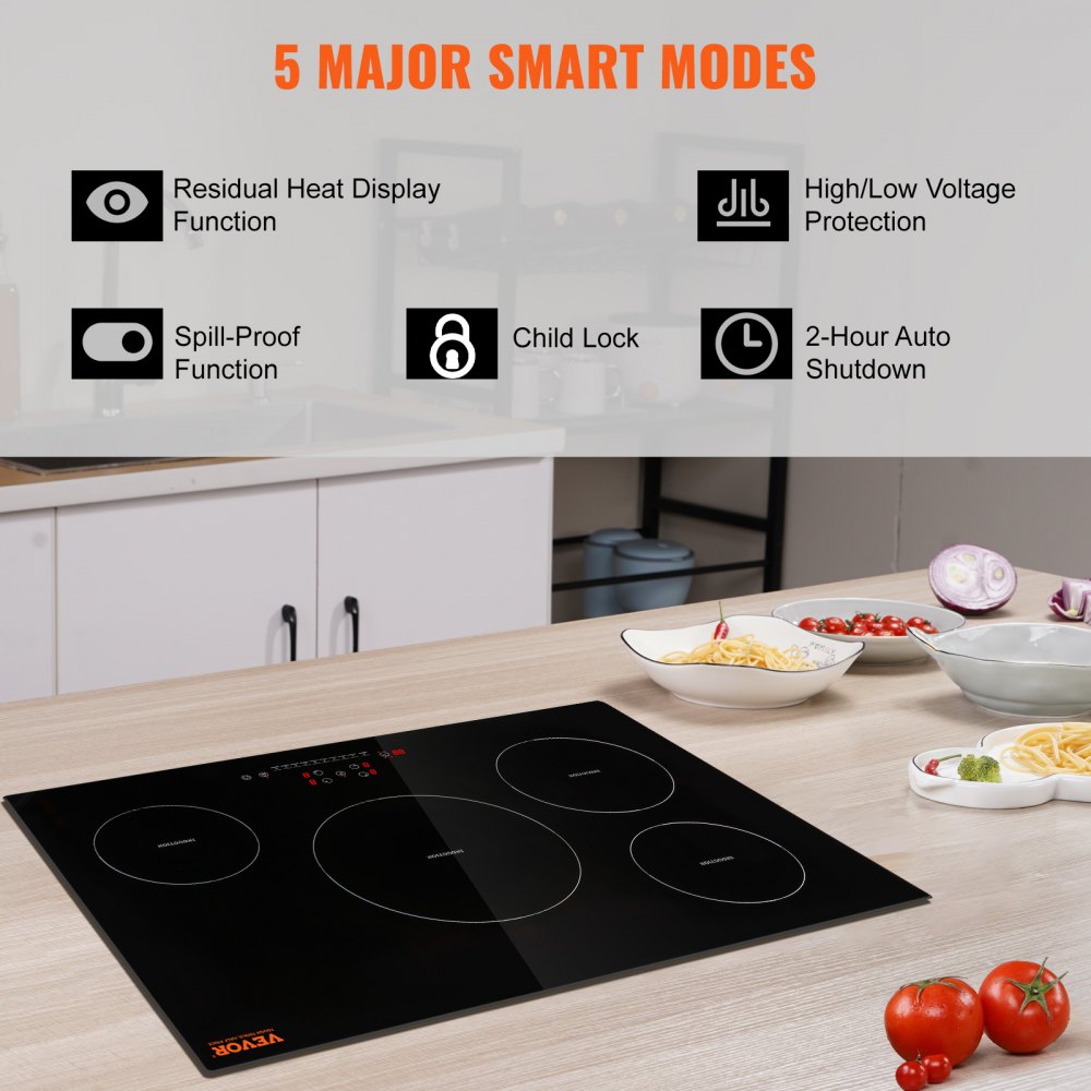 LI4-65 - 30'' VEVOR 4-Burner Induction Cooktop with 7500W Power