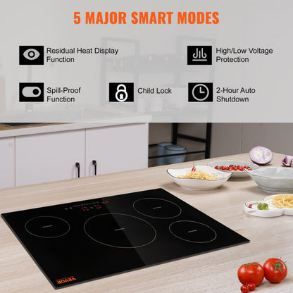 LI4-65 - 30'' VEVOR 4-Burner Induction Cooktop with 7500W Power